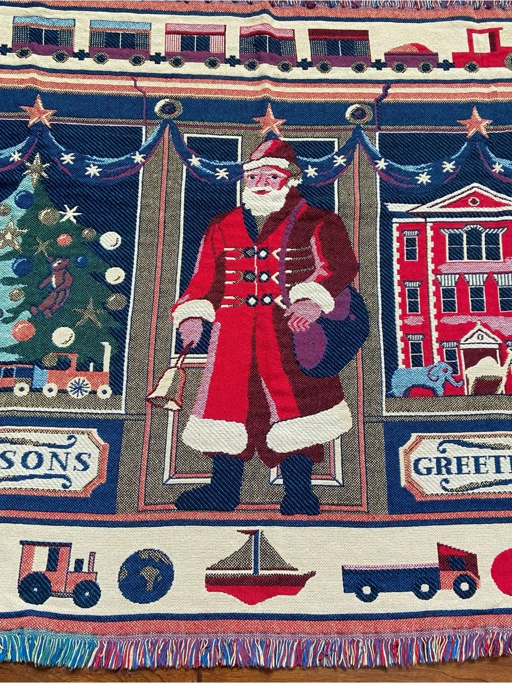 Holiday Santa Throw Blanket - Red & Blue Artist Matthew Rice 46x66